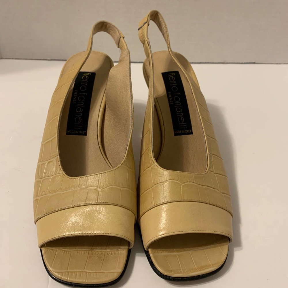 Renzo Fontanelli Vintage Block Heel Sling Back Sandals Women's Size‎ 8B